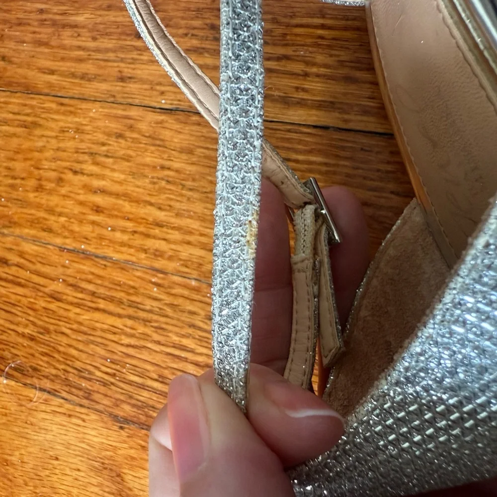 Glamorous Silver Metallic Heels with Ankle Straps - Picture 7 of 9